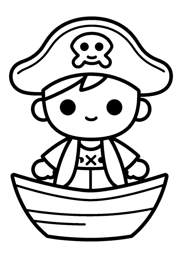 Desenho para colorir: bichinho pirata no barco