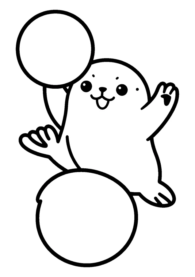 Desenho para colorir: foca equilibrando a bola