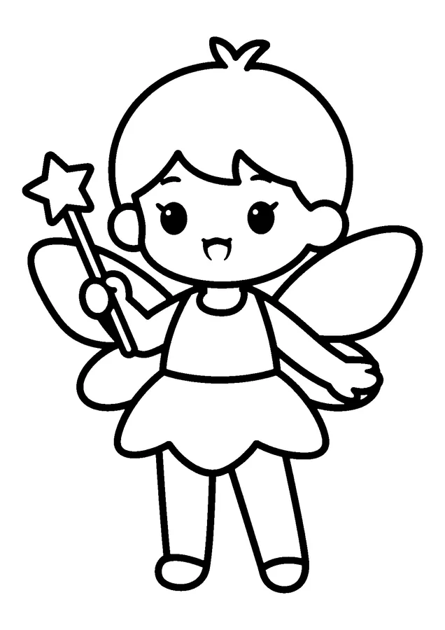 Desenho para colorir: menina fantasiada de fada