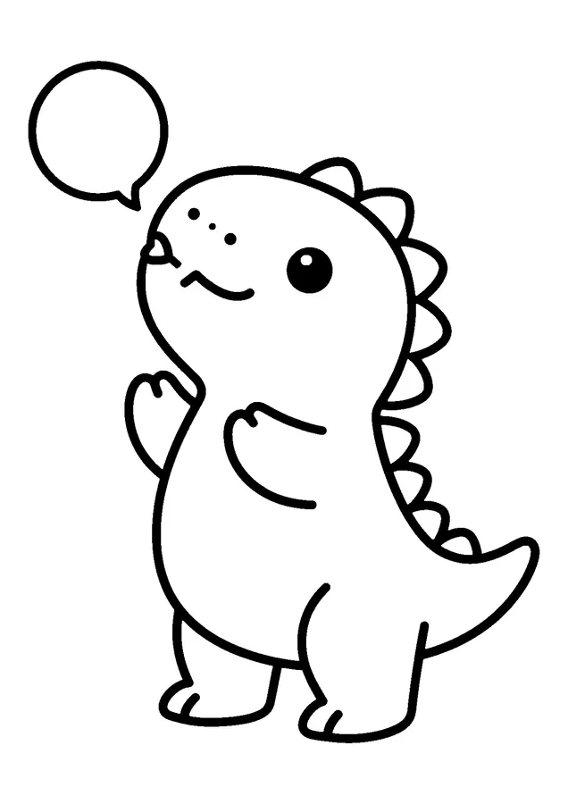 Desenho para colorir: dinossauro com balão de fala