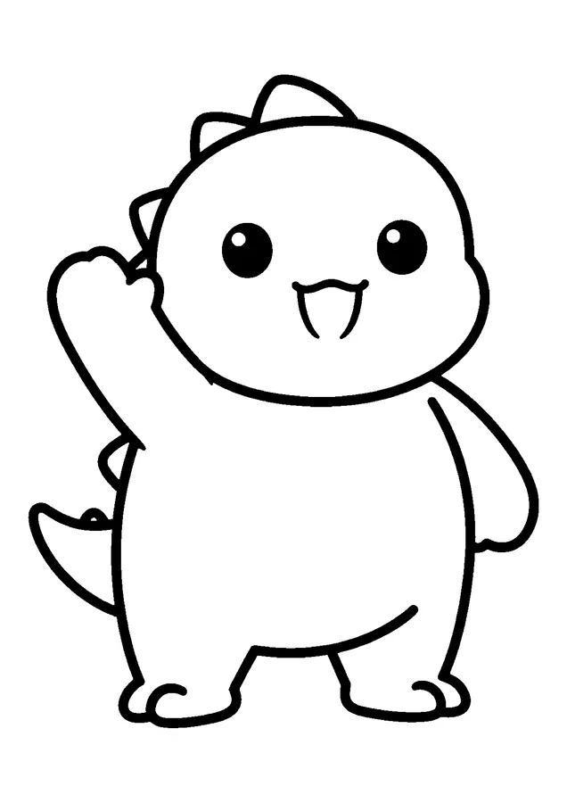 Desenho para colorir: dinossauro dando tchau