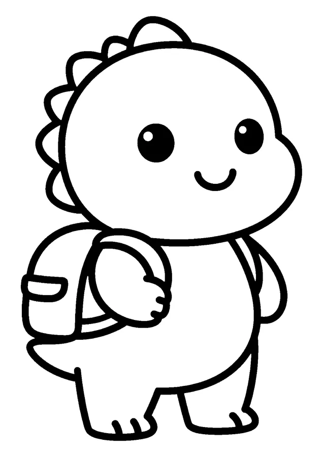 Desenho para colorir: dinossauro de mochila