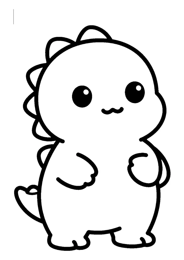 Desenho para colorir: dinossauro fofinho de pé