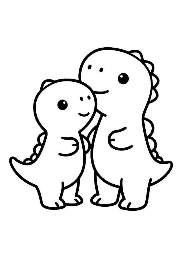 Desenho para colorir: dois dinossauros amigos