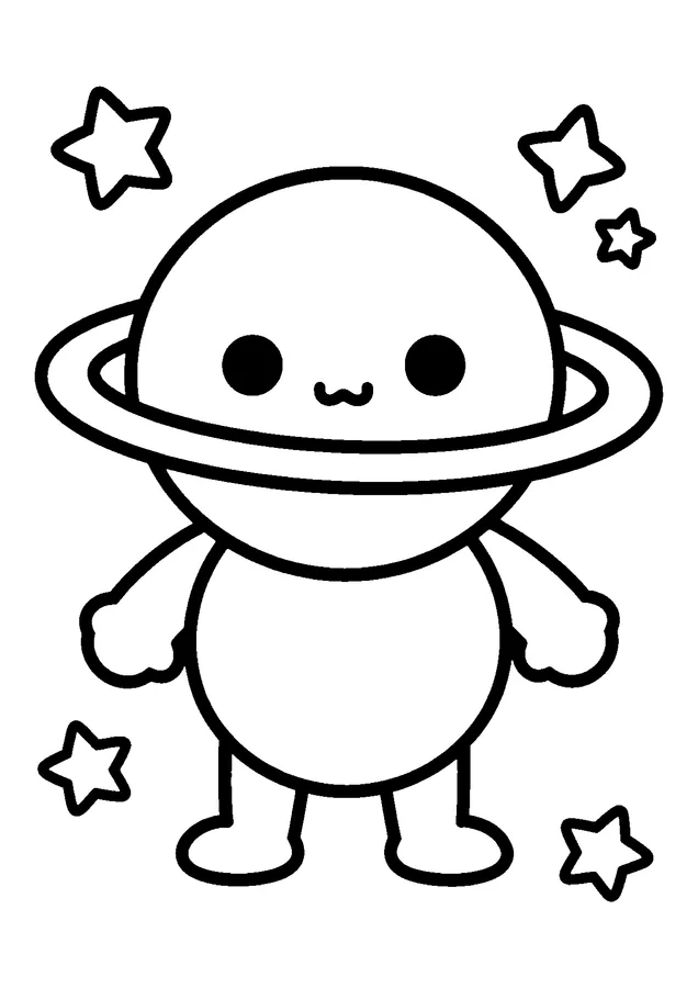 Desenho para colorir: planeta com anéis
