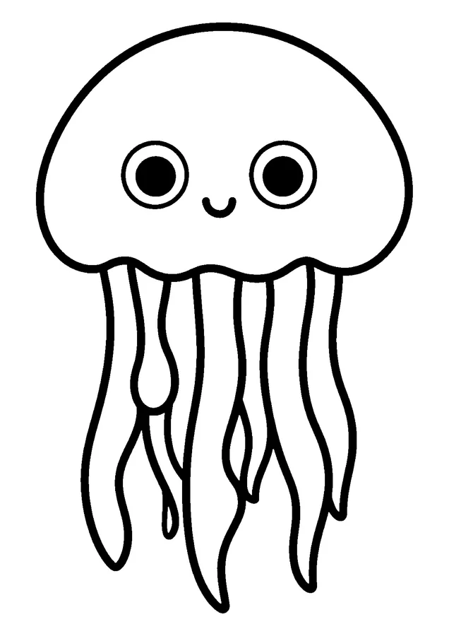Desenho para colorir: água viva sorridente