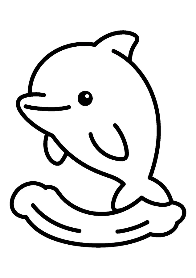 Desenho para colorir: golfinho saltando na onda