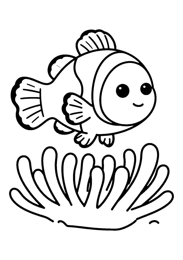 Desenho para colorir: peixe palhaço na anêmona