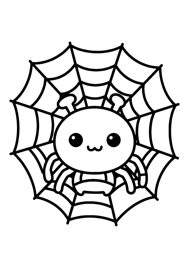 Desenho para colorir: aranha na teia