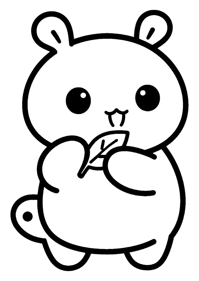Desenho para colorir: bichinho comendo folha