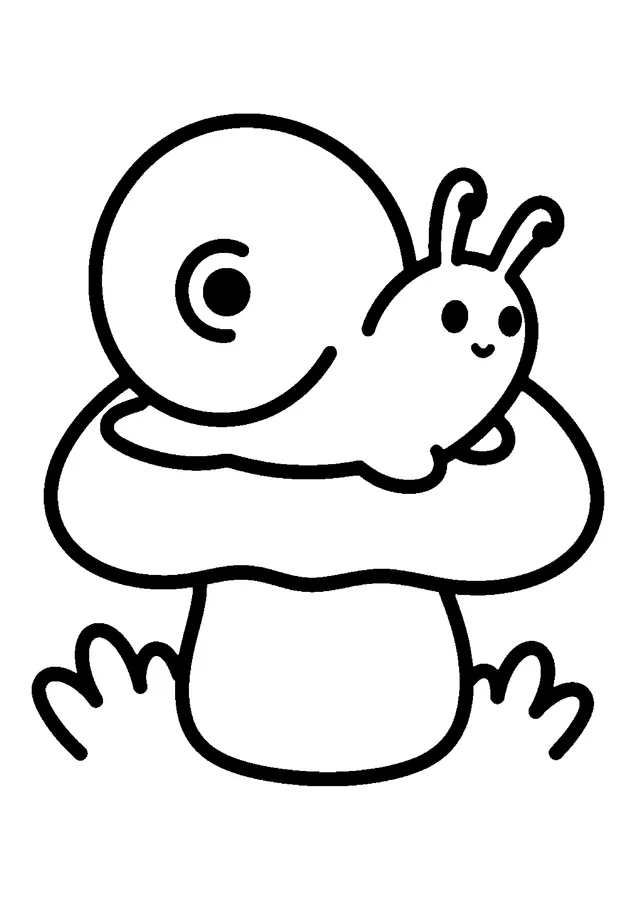 Desenho para colorir: caracol em cima do cogumelo
