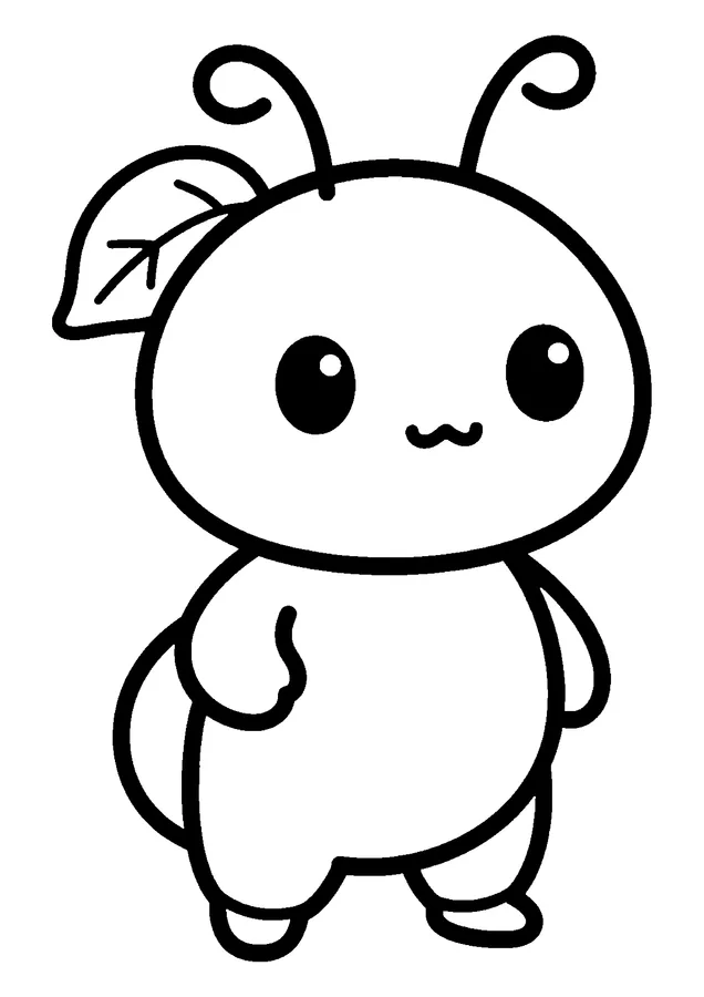Desenho para colorir: formiga com folha