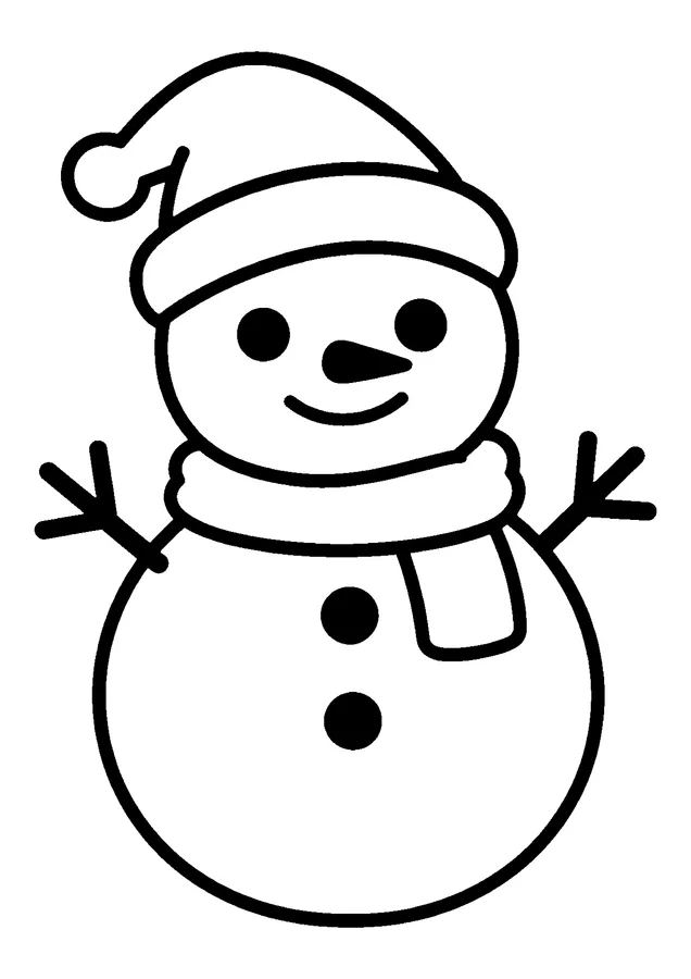 Desenho para colorir: boneco de neve com gorro