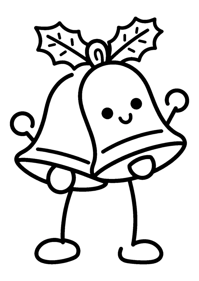 Desenho para colorir: sinos de natal com azevinho