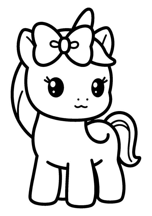 Desenho para colorir: unicórnio com laço na cabeça