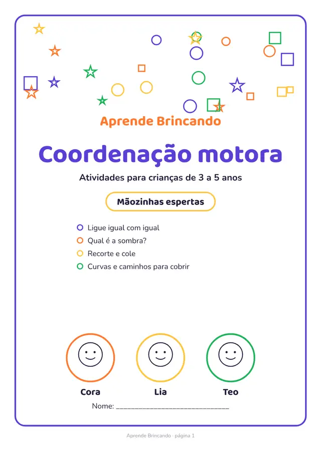 Capa do caderno Coordenação motora