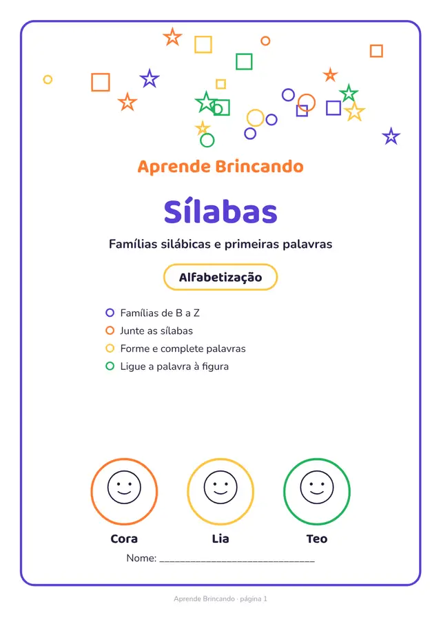 Capa do caderno Sílabas